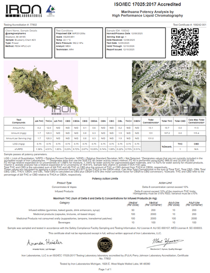 Blueberry Chem #23 (Chem Dominant Pheno) THCa Flower